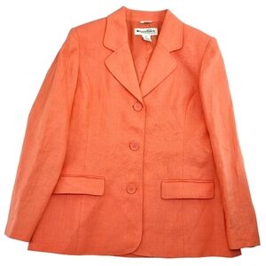 Appleseed's  NWT Womens Orange Blazer VTG Limited Edition Irish Linen Size 10p